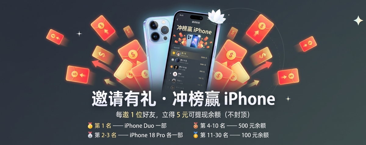 邀请好友 · 共赢 iPhone 18 Pro